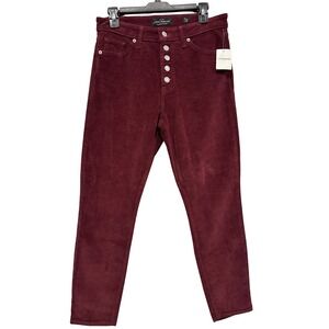Lucky Brand Bridgette Skinny Corduroy Pants High Rise Button Fly Burgundy 8/29